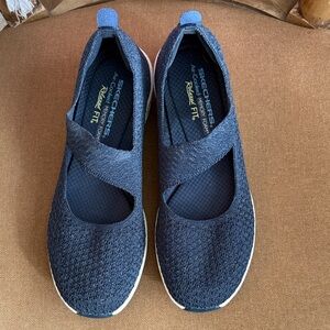 Skechers Navy Knit Slip-On Mary Jane Casual Sneakers
